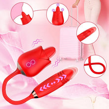 Load image into Gallery viewer, 2 In 1 Rose Toy Tongue Licking Rose Vibrator With Telescopic Bullet