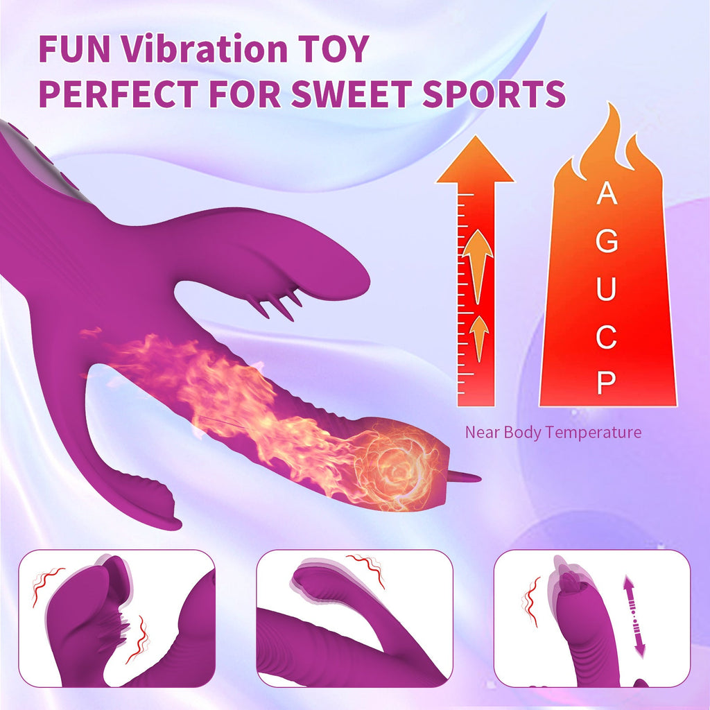 Trident 4-in-1 Heating Telescopic Swinging Tongue-licking Vibrator