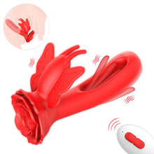 Load image into Gallery viewer, 3 In 1 Rose Butterfly Flapping Vibrator G-spot Clitoral Stimulator