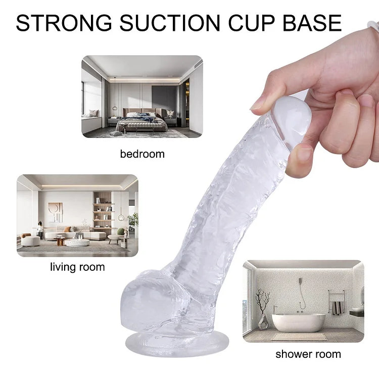 Realistic Transparent Dildo With Sucker