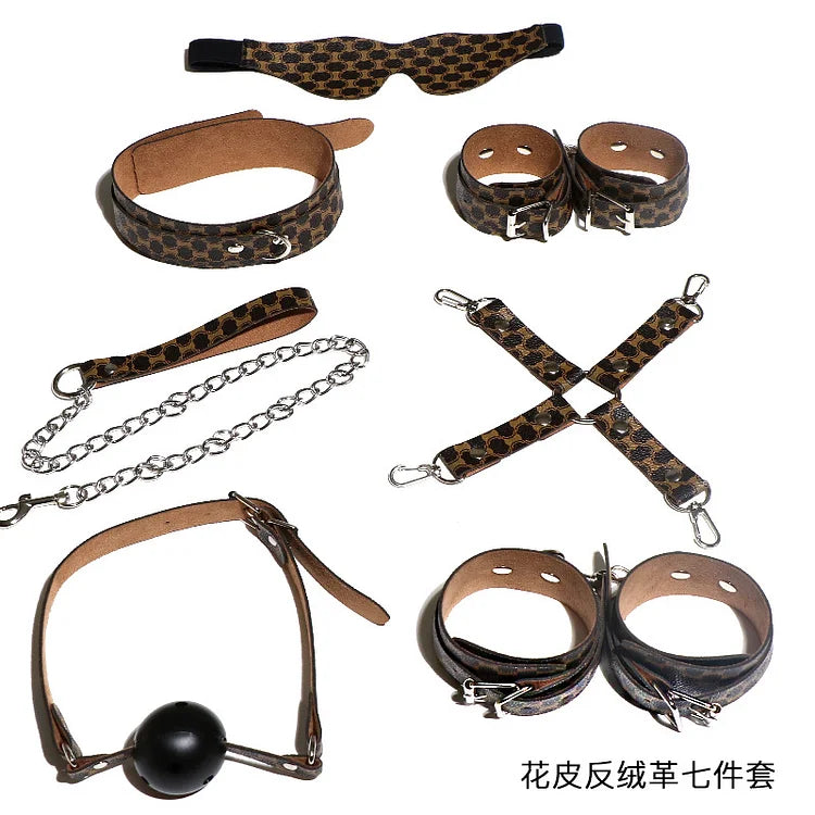 Bondage PU Leather Handcuff and Ankle Kit Gag Erotic Adult Toy SM Adult Games