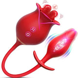 Romeo Double-pistil Tongue-licking Rose Toy With Vibrating Anal Plug