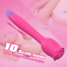 Load image into Gallery viewer, D3621 Scarlet 3-in-1 Telescopic Sucking And Shocking Handle Rose Vibrator