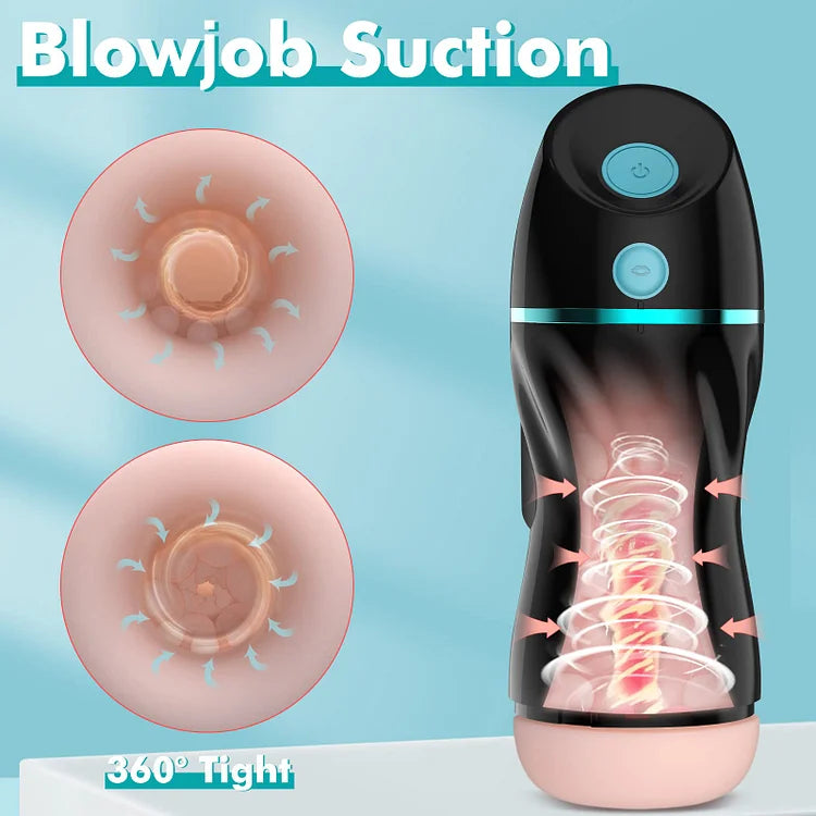 Automatic Sucking Male Masturbators - Upgraded 7 Vibration & Suction Hands Free Pocket Pussy Male Stroker