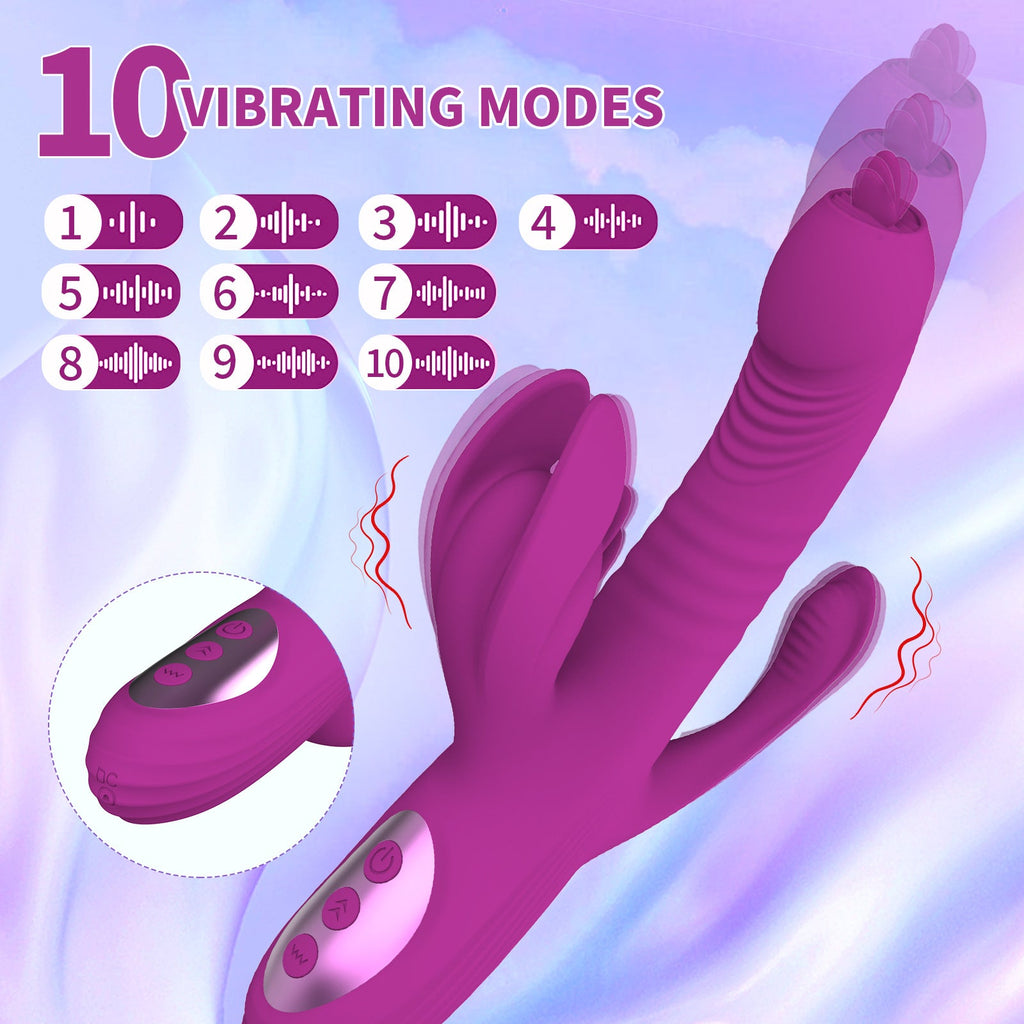 Trident 4-in-1 Heating Telescopic Swinging Tongue-licking Vibrator