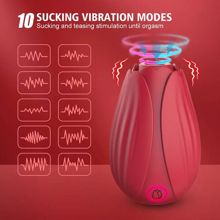 Rose Sucking Vibrator 10 Speed Vibrating Clit Sucker Vagina Nipple Clitoris Stimulation